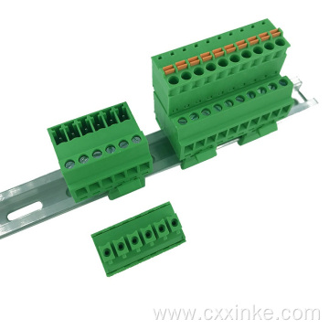 Weld-free butt rail male and female plug-in terminal blocks